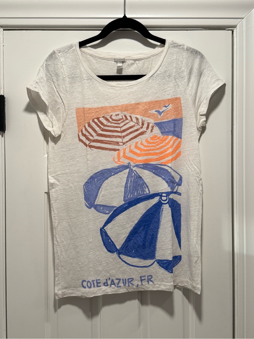 J. Crew 100% Linen Graphic Tee - Large - NWOT